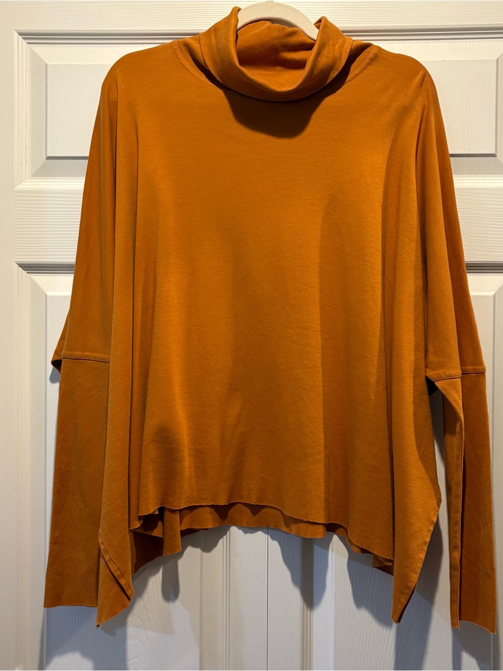 Planet by Lauren G Swing Turtleneck Tee Lightweight Oversized Rust Fall Sz OS